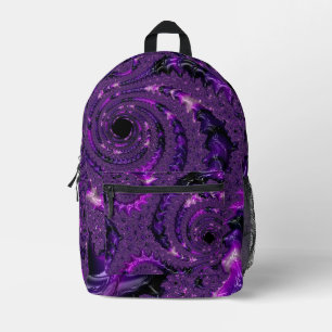 Sac À Dos Imprimé Funky Bold Boho Purple Digital Abstrait Fractal