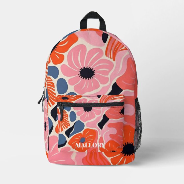 Sac À Dos Imprimé Funky Floral rose et orange (Recto)