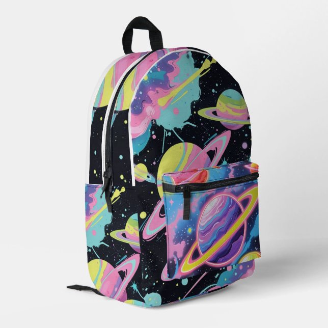 Sac À Dos Imprimé Galaxy Graffiti" – Urban Cosmic Style Backpack (Coin arrière gauche)