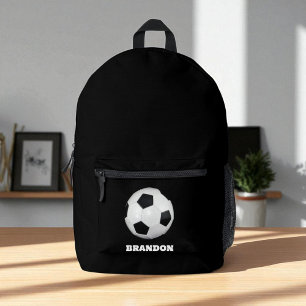 Sac À Dos Imprimé Garçons balle de football noir élégant Nom personn