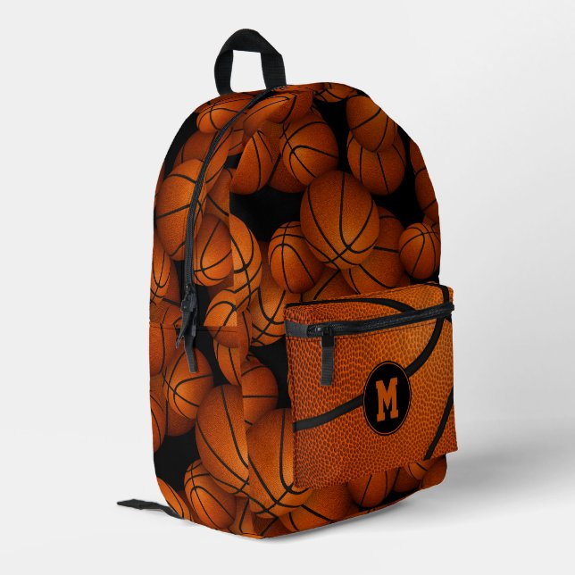 Sac À Dos Imprimé Garçons filles monogrammed basketballs motif (Coin arrière gauche)
