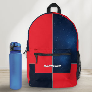 Sac À Dos Imprimé Géométrique Galaxie Espace Rouge Bleu Marine Perso