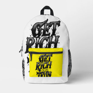 Sac À Dos Imprimé Get Rich or Die Tryin — Chrome Typography Motivati
