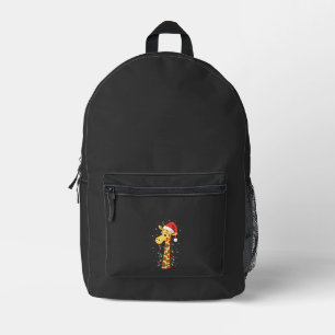 Sac À Dos Imprimé Girafe de Noël Chapeau de Père Noël Lumières Giraf