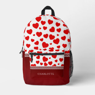 Sac À Dos Imprimé Girly Elegant Red Heart Nom personnalisé