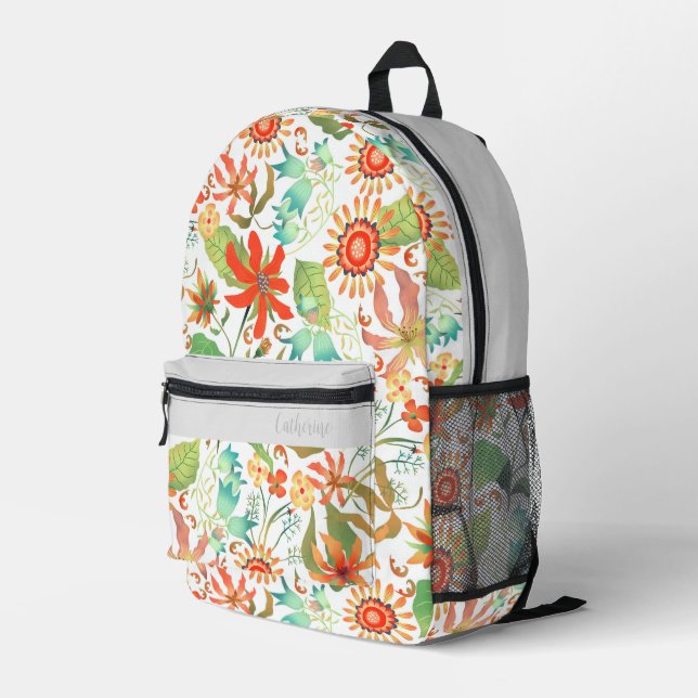 Sac À Dos Imprimé Glamor Floral Blanc (Coin arrière droit)