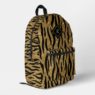 Sac À Dos Imprimé Glittery Gold, Motif Zèbre Noir Monogramme