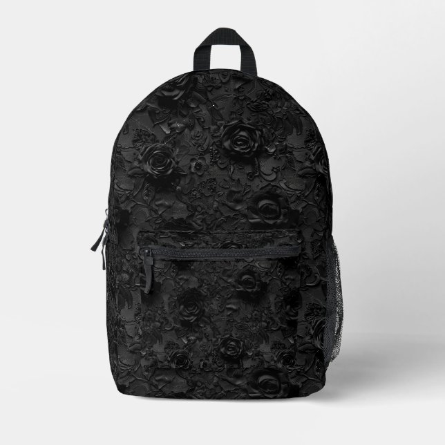 Sac À Dos Imprimé Gothique Noir Motif de dentelle Noir (Recto)