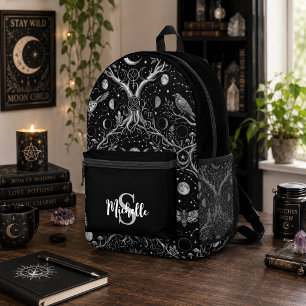Sac À Dos Imprimé Gothique personnalisé avec motif de phase lunaire
