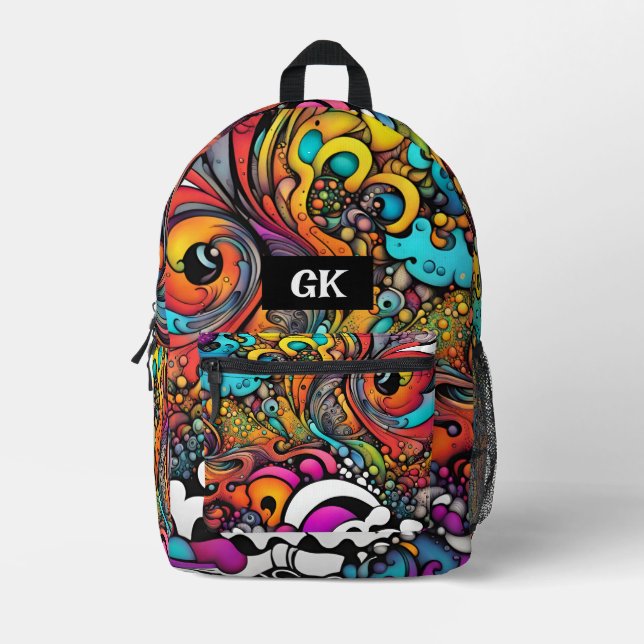 Sac À Dos Imprimé Graffiti Abstrait Motif Splash Art personnalisé (Recto)