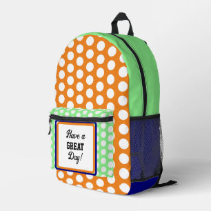 Sac À Dos Imprimé Grand Jour Pois orange Vert bleu