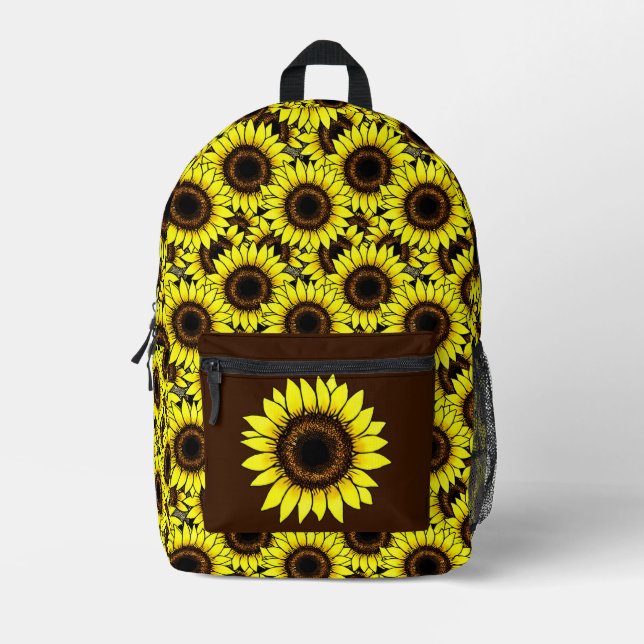 Sac À Dos Imprimé Grand Tournesol Jaune Doré (Recto)