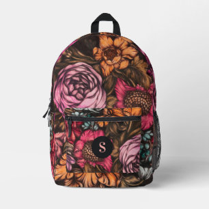 Sac À Dos Imprimé Gras Flore Vintage foncée Magenta Monogramme