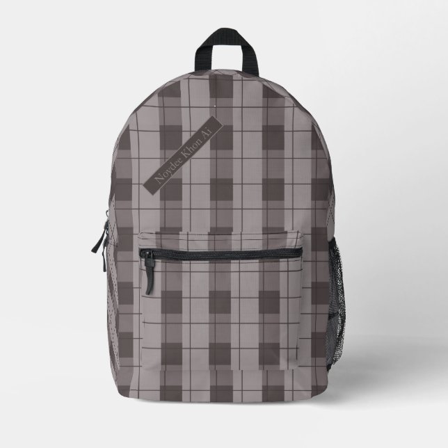 Sac À Dos Imprimé Gray and Grey Plaid, Your Name (Recto)