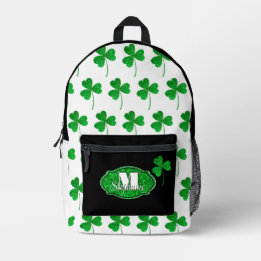 Sac À Dos Imprimé Green Sparkly Shamrock Monogramme St Patrick