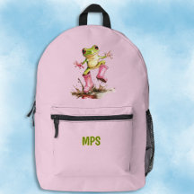 Grenouille avec de mignonnes bottes roses dans une