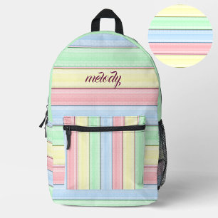 Sac À Dos Imprimé Grilles colorées Douce Pastel Lignes horizontales