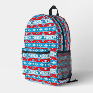 Sac À Dos Imprimé Grilles et formes géométriques du bleu rouge blanc