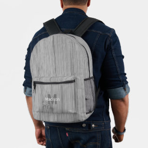 Sac À Dos Imprimé Gris imprimé bois de bambou personnalisé Nom du mo