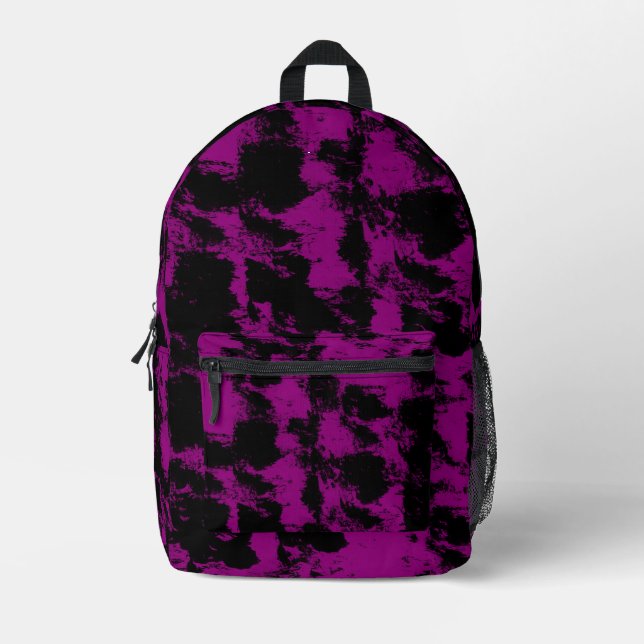 Sac À Dos Imprimé Grunge noir violet (Recto)