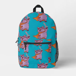 Sac À Dos Imprimé Guerrier Raton Laveur Fantastique Mignon avec Épée