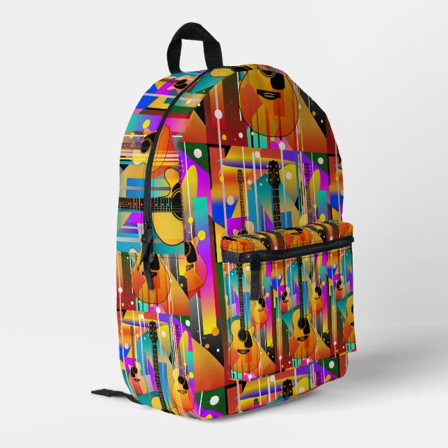 Sac À Dos Imprimé Guitare géométrique contemporaine moderne (Coin arrière gauche)