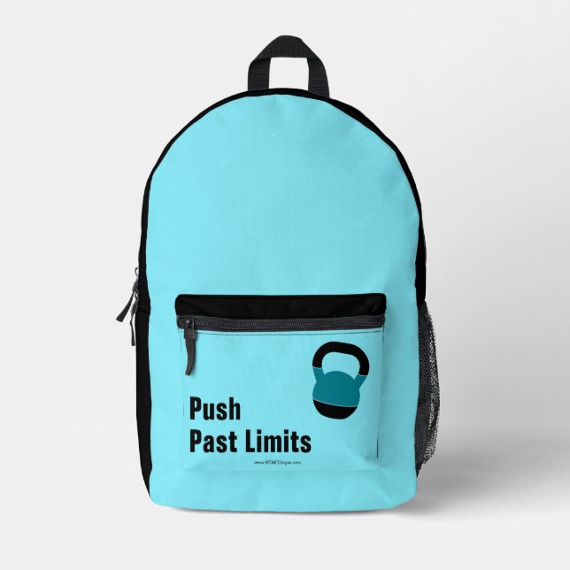 Sac À Dos Imprimé Gym Motto Push Past Limits Electric-Blue Black (Recto)