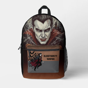 Sac À Dos Imprimé Halloween, Vampire assoiffé, Patch de citrouille I