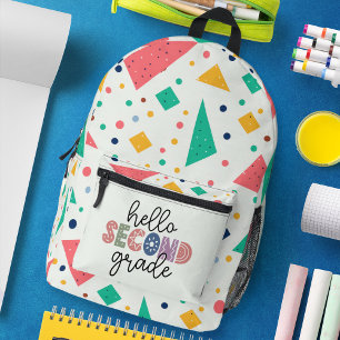 Sac À Dos Imprimé Hello école coloré géométrique