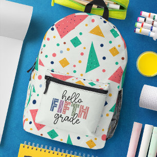 Sac À Dos Imprimé Hello école coloré géométrique