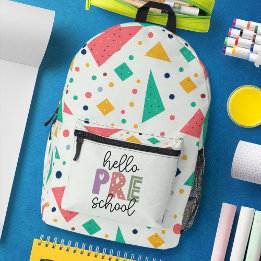Sac À Dos Imprimé Hello école coloré géométrique