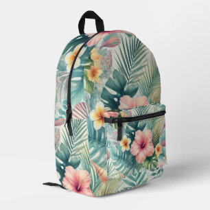 Sac À Dos Imprimé Hibiscus d'aquarelle tropicale et Feuilles de palm
