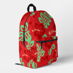 Sac À Dos Imprimé Hibiscus tropical rouge et vert
