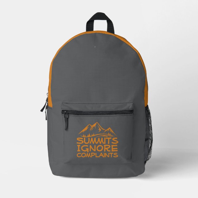 Sac À Dos Imprimé Hiker camping humor gray orange (Recto)