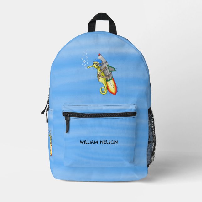 Sac À Dos Imprimé Hippocampe Fusée (Recto)