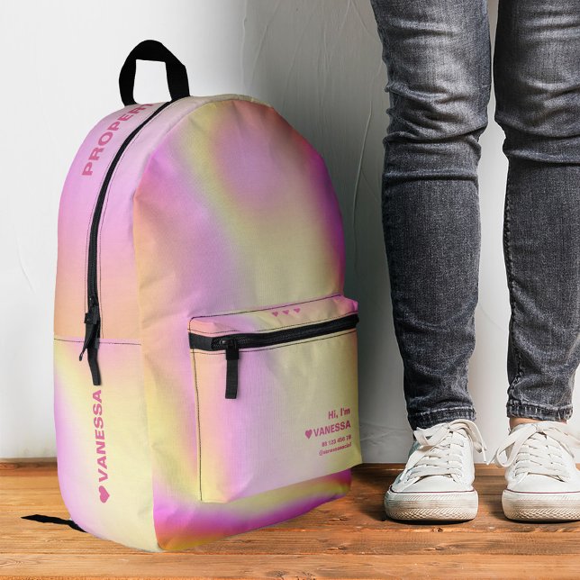 Sac À Dos Imprimé Holographique moderne violet rose jaune élégant (Modern Holographic Purple Pink Yellow Stylish Printed Backpack
)