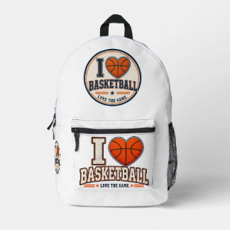 Sac À Dos Imprimé I Love Basketball Player & Fan Sports Design