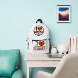 Sac À Dos Imprimé I Love Basketball Player & Fan Sports Design