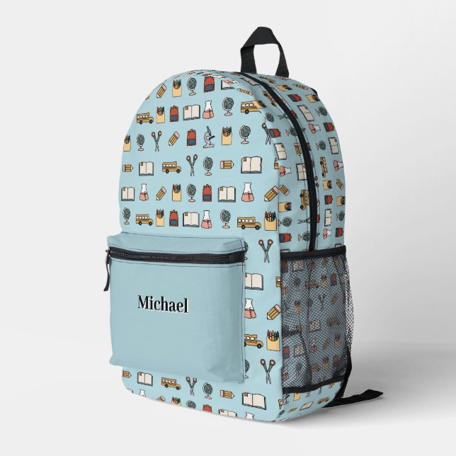 Sac À Dos Imprimé Icônes scolaires personnalisées Livre Bus Globe sa (Coin arrière droit)