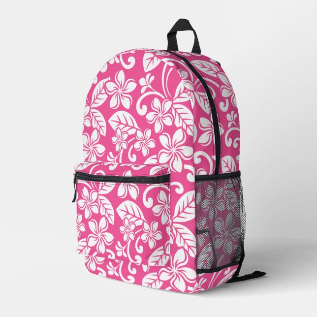 SAC À DOS IMPRIMÉ ÎLE PLUMERIA MOTIF EN ROSE DE WATERMELON (Coin arrière droit)
