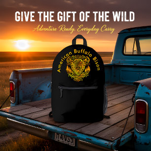 Sac À Dos Imprimé Illustration de bison Buffalo dans un paysage Pitt