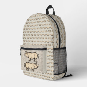 Sac À Dos Imprimé Illustration de cochon antique mignon vintage