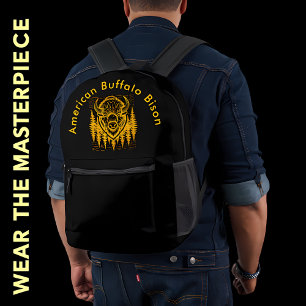 Sac À Dos Imprimé Illustration de la tête de bison Buffalo au milieu