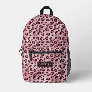 Sac À Dos Imprimé Impression d'animal Léopard Rose avec Faux Feuille