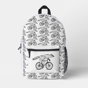 Sac À Dos Imprimé Impression d'art du renard fantaisiste à bicyclett