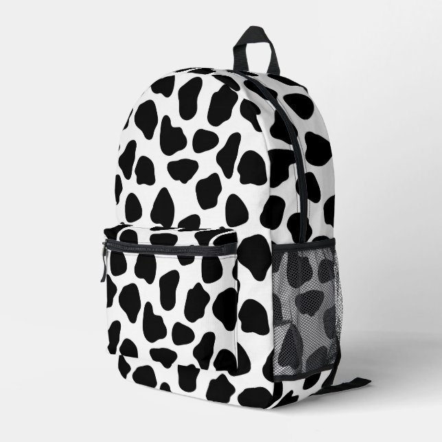 Sac À Dos Imprimé Impression de vache noire et blanche (Coin arrière droit)