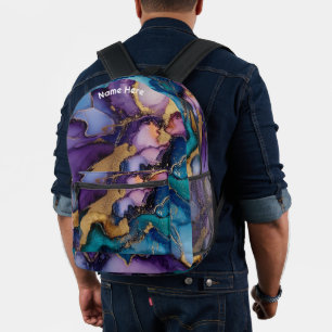 Sac À Dos Imprimé Imprimé partout Agate violette personnalisée avec