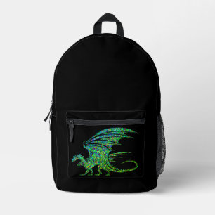 Sac À Dos Imprimé Incroyable Dragon Mosaïque Vert 
