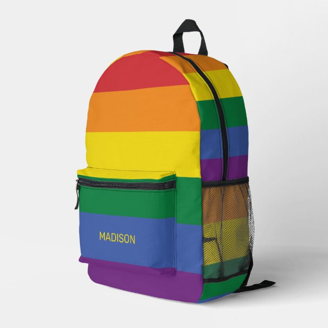 Sac À Dos Imprimé Indicateur Rainbow du nom personnalisé (Coin arrière droit)