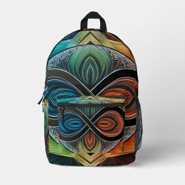 Sac À Dos Imprimé Infinity Mandala African Tribal Mask Abstrait (Recto)